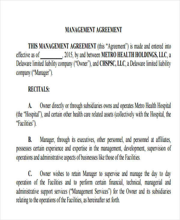 maintenance management agreement1