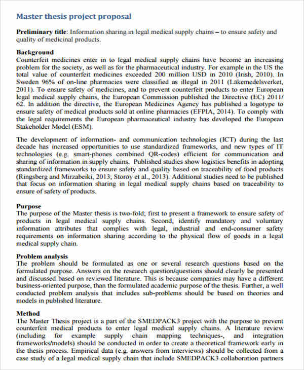 format of a masters research proposal