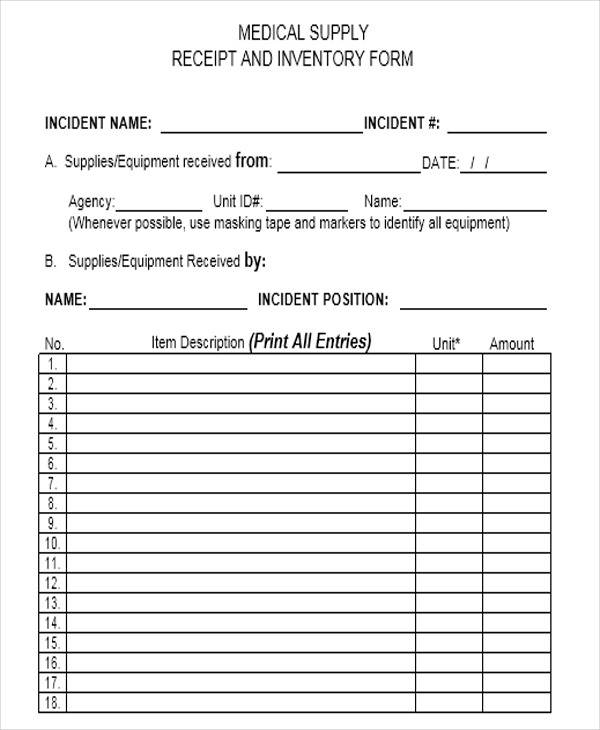 medical equipment receipt