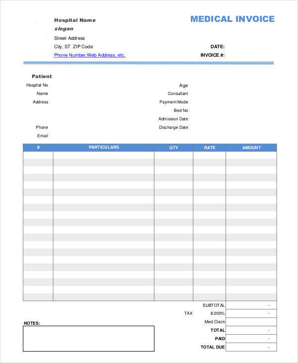 Medical Copay Receipt Template