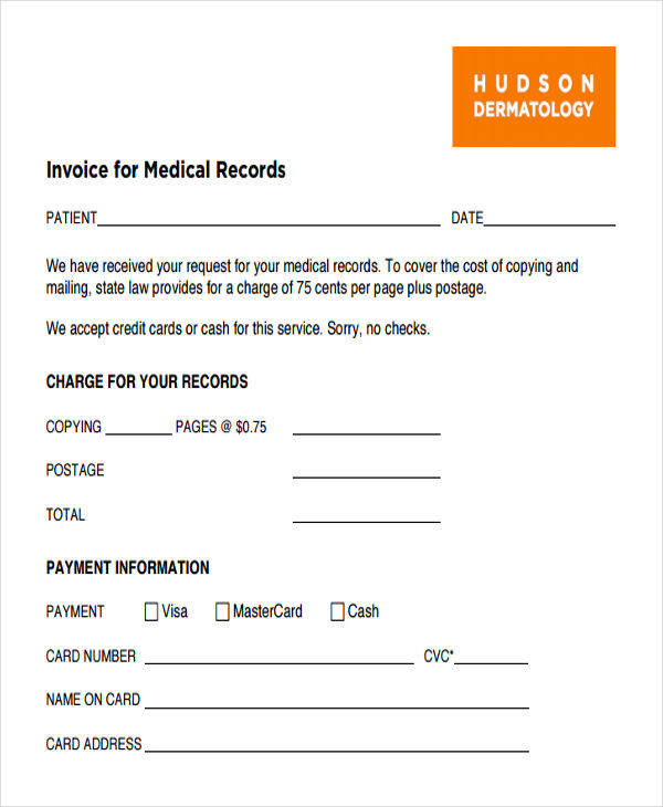 medical records invoice