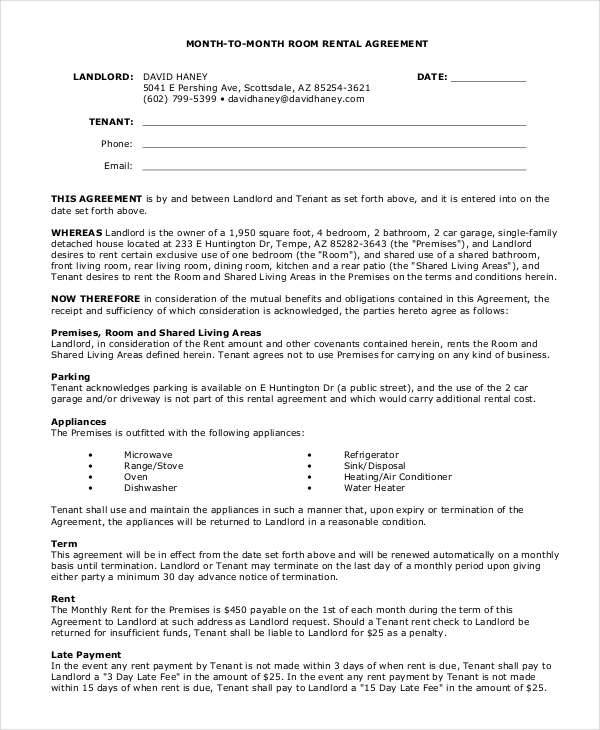 free 7 room for rent contracts samples templates in pdf