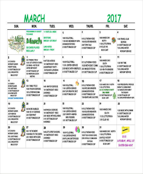 FREE 13+ Activity Calendar Templates in MS Word Google Docs Pages PDF