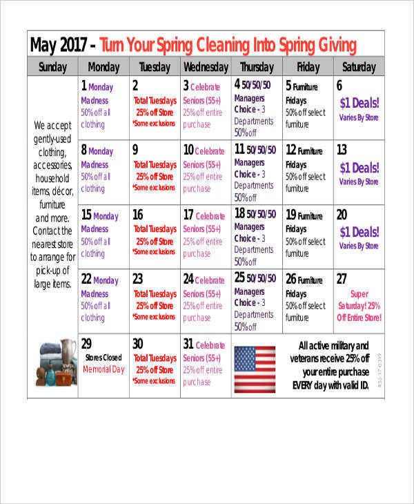 monthly sales calendar templates