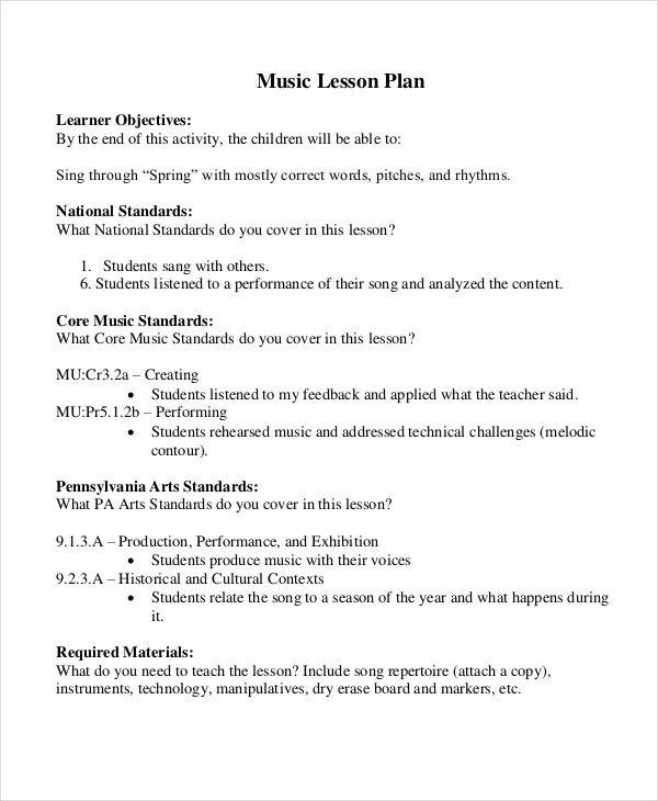 music 10 lesson plan