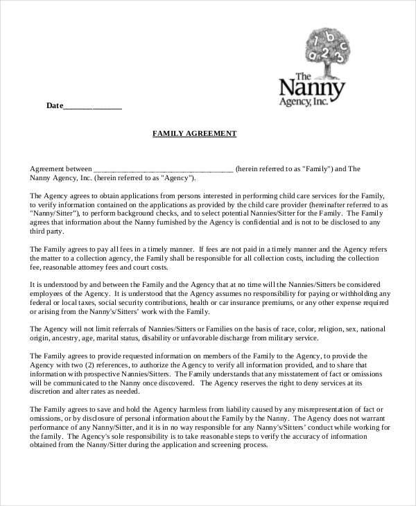 nanny family contract