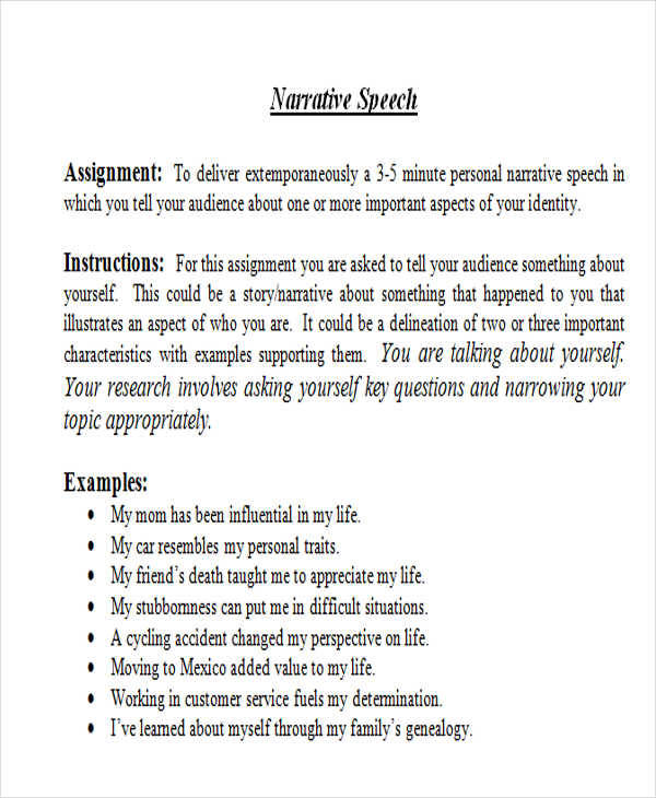 narrative speech examples