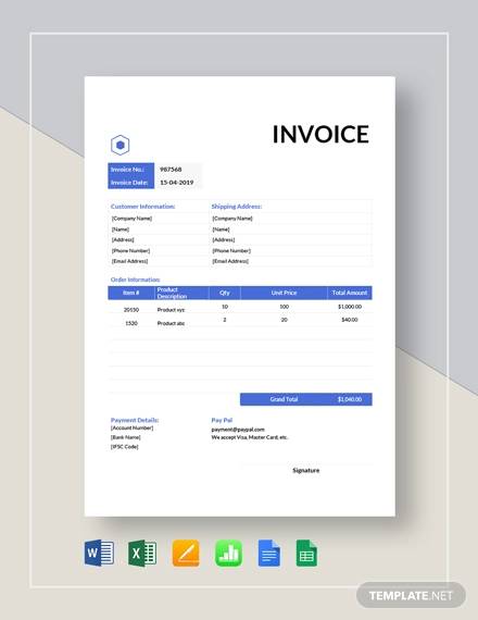 non tax invoice template