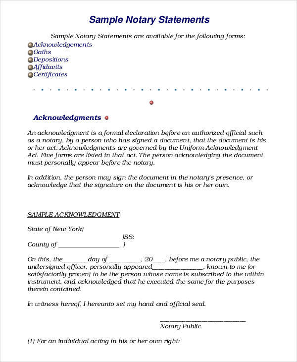 sworn statement notarized