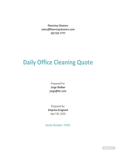 office cleaning quotation template
