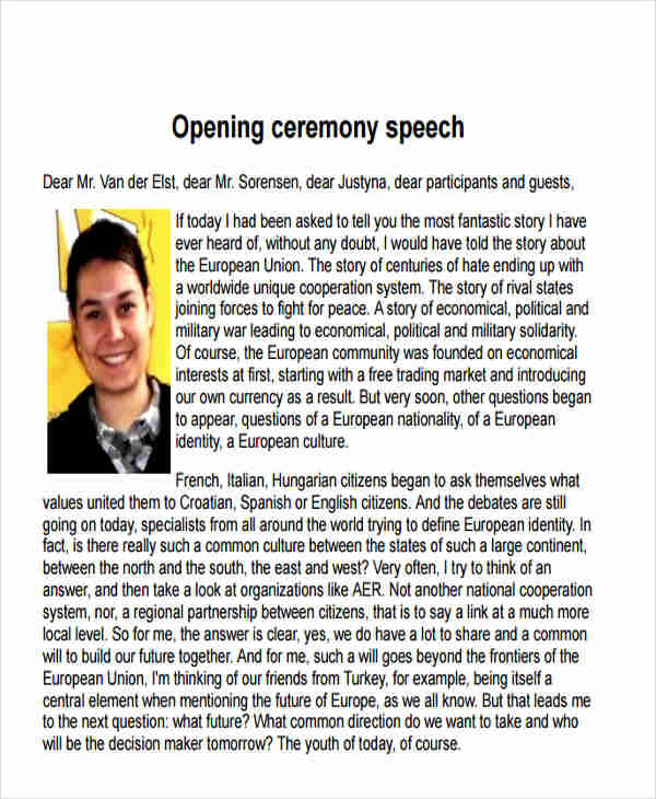 what is opening speech meaning