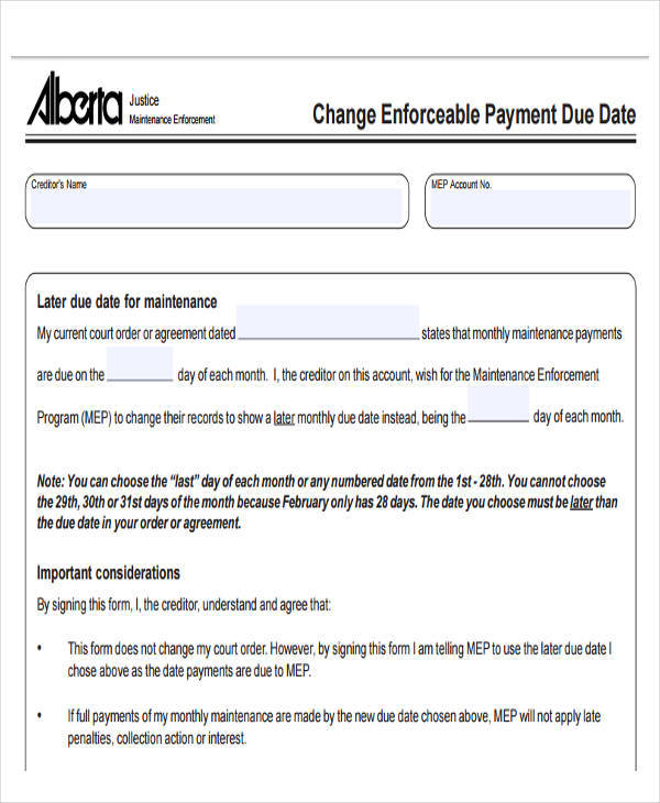 payment due date upon receipt form