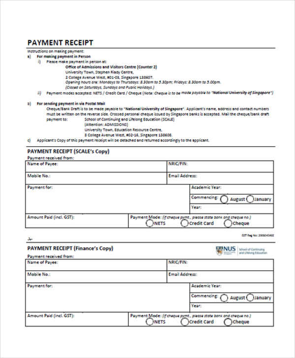 free 9 simple receipt templates in excel ms word