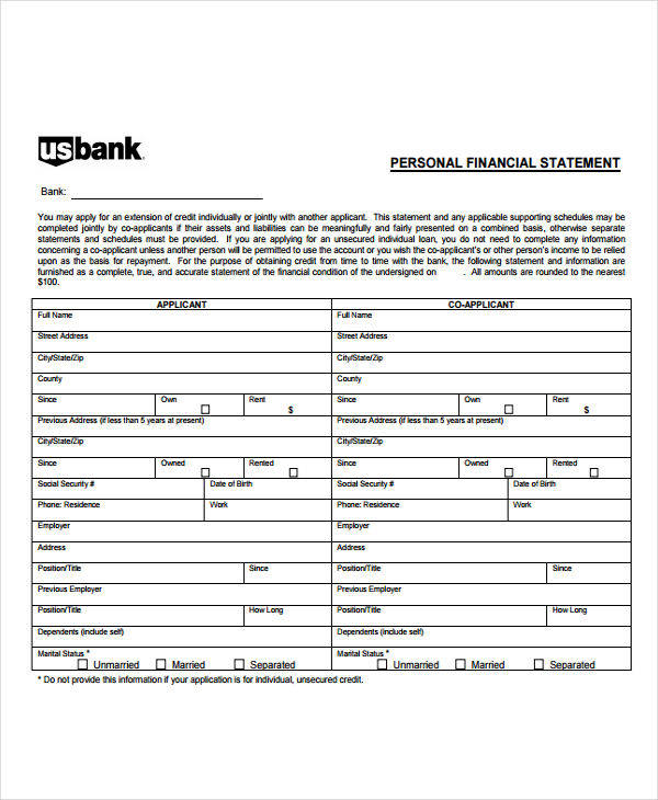 personal financial statement