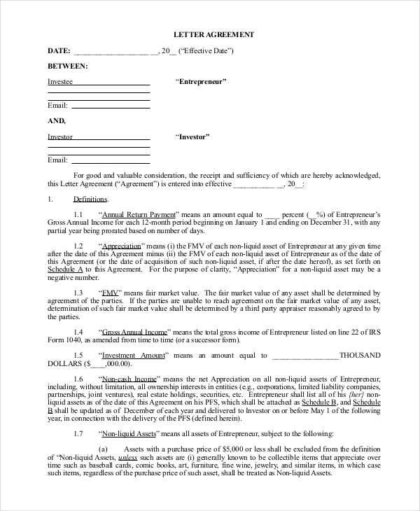 personal investment contract