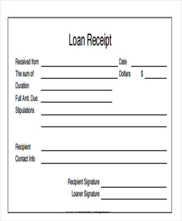 free 7 loan receipt templates in pdf ms word