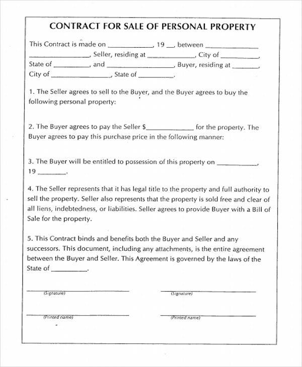 Free Property Sale Contract Template