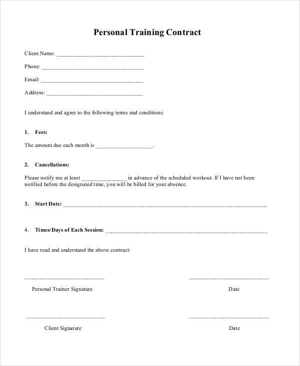 personal training contract