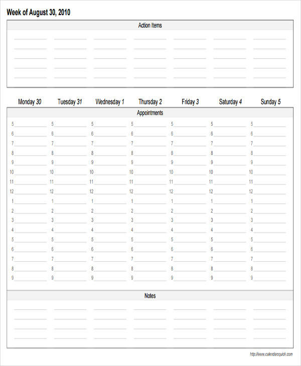 personalized weekly calendar