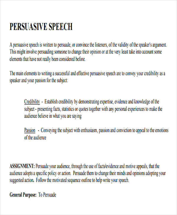 what to include in a persuasive speech