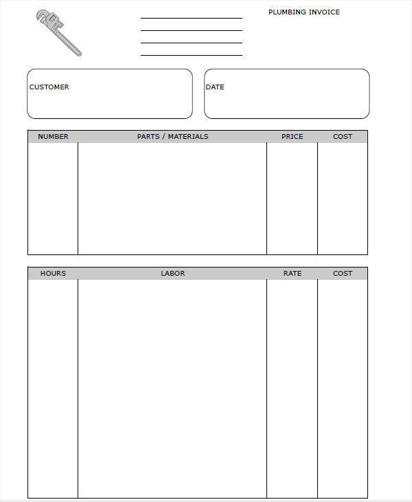 Blank Invoice Template Plumbing