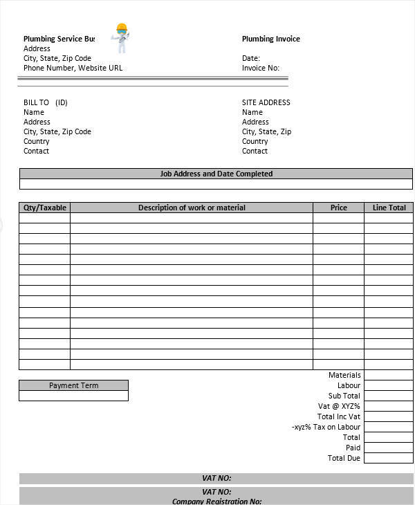 plumbing invoices