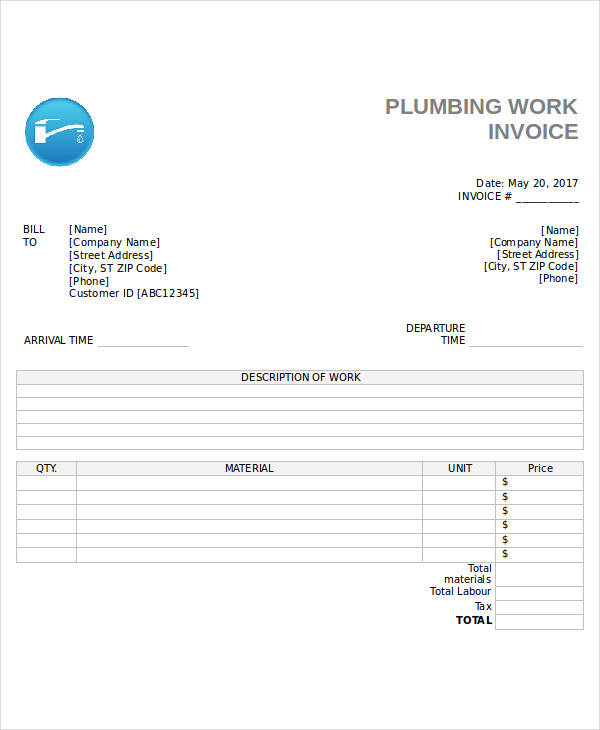 plumbing invoices