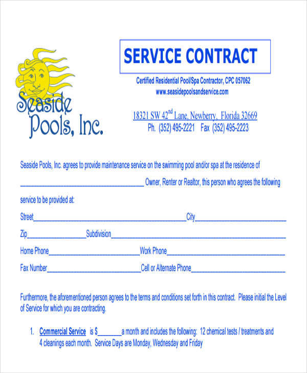 pool service contract