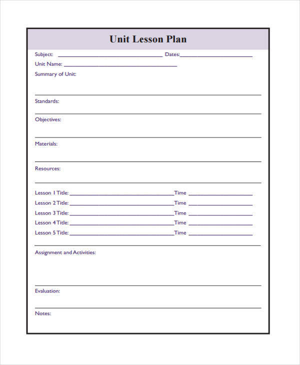 printable blank lesson plan