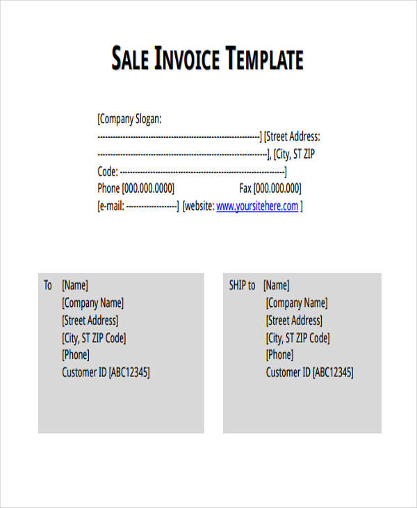 professional sales invoice