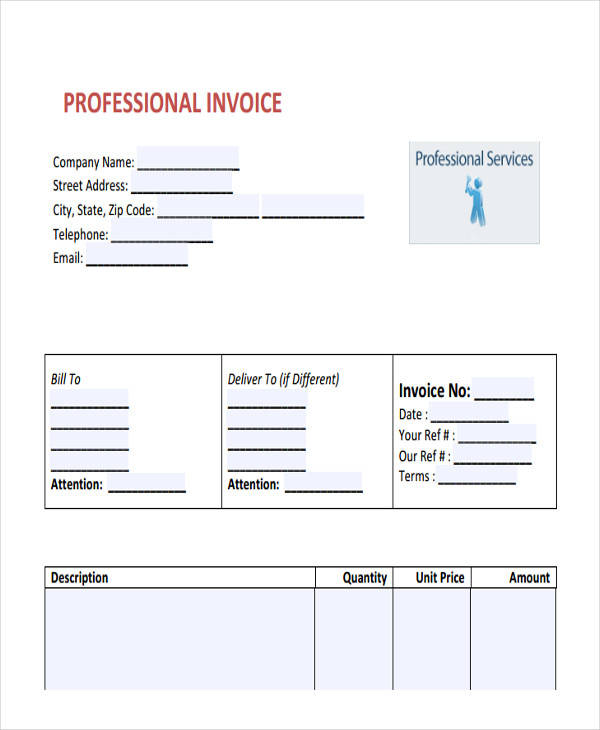 invoice for professional services word template free