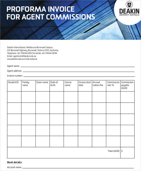 proforma invoice agent commission1