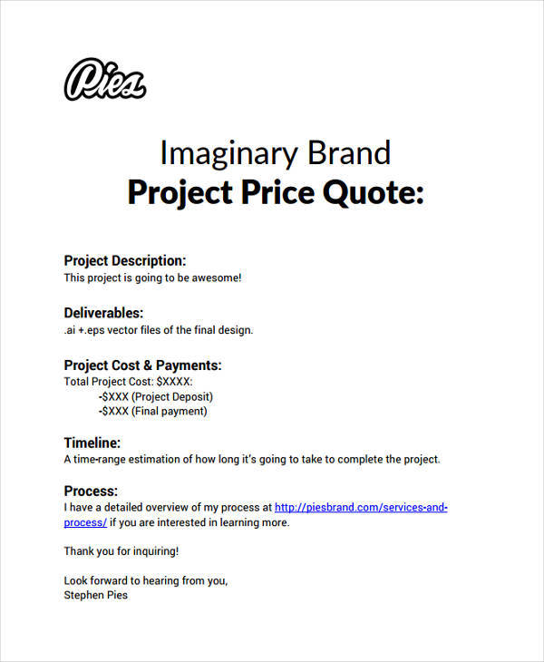 project price quote
