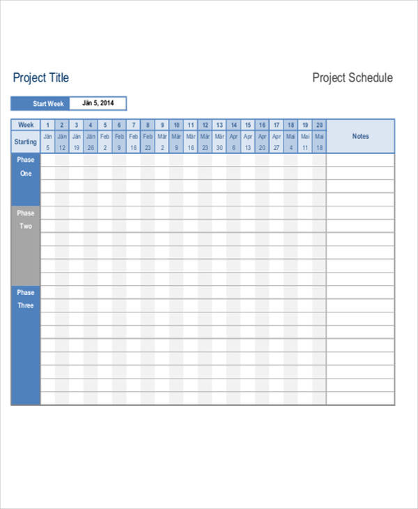 project time schedule chart