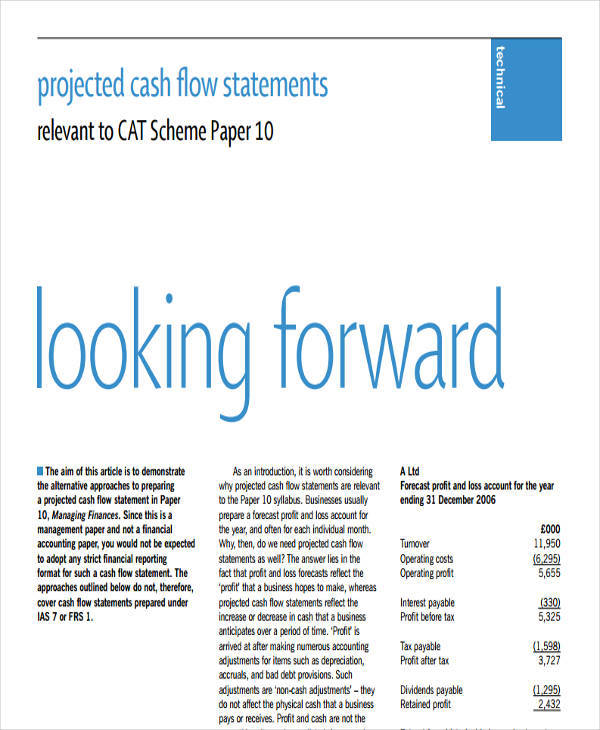 projected cash flow statement