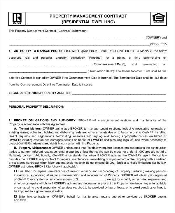 property management contract template