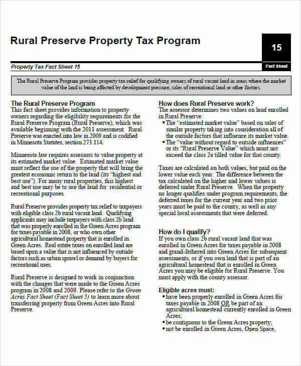 property tax sheet