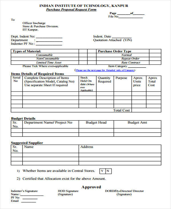 proposal for purchase requisition