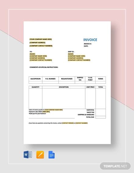 purchase invoice template