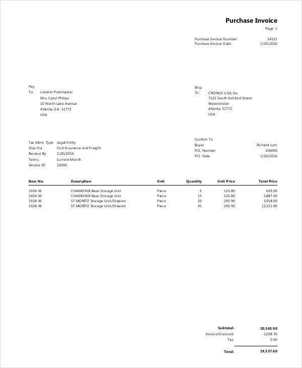 purchase invoice