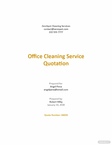 quotation for office cleaning services template
