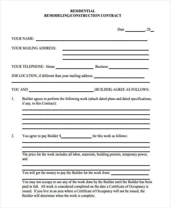 remodeling contract