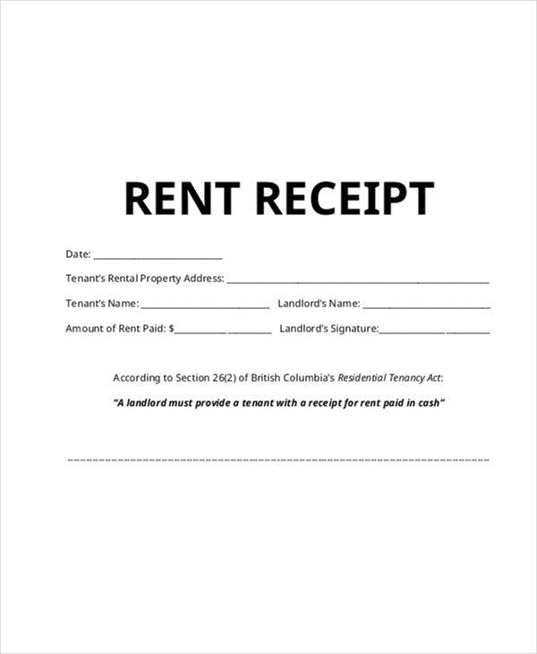 rent invoice receipt