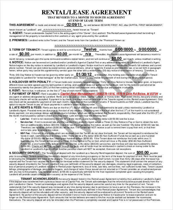 rental lease contract