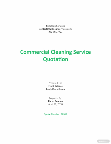 request a commercial cleaning services quotation template