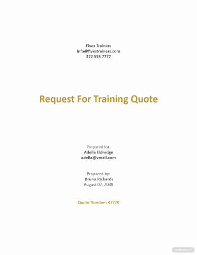 request for training quotation template