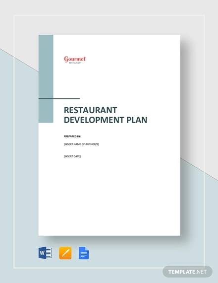restaurant development plan template
