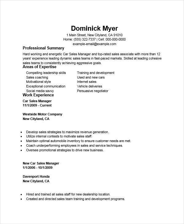 52+ Manager Resume Example