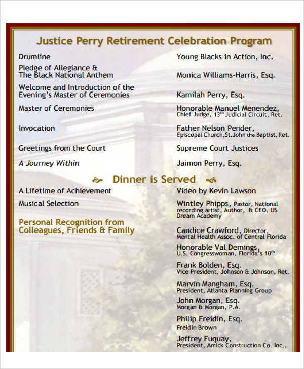 retirement celebration program