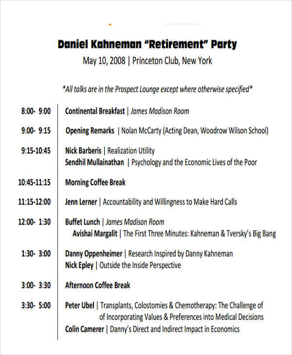 retirement party program